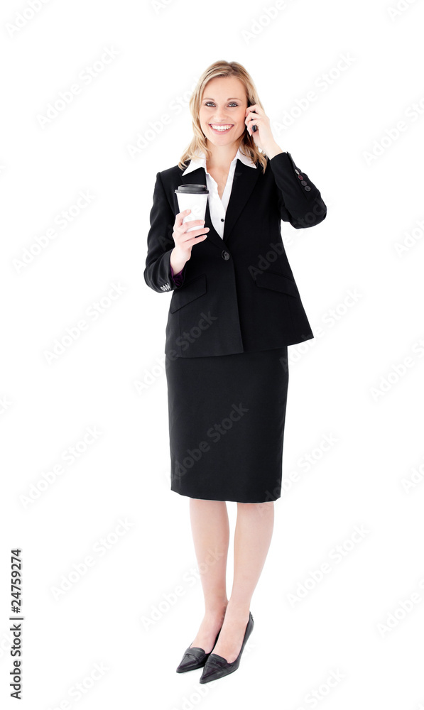 Beautiful caucasian businesswoman talking on phone Beautiful caucasian businesswoman talking on phone