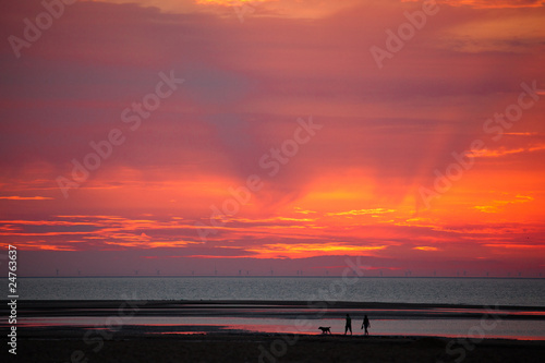 Sunset on the beach in Wells-next the sea