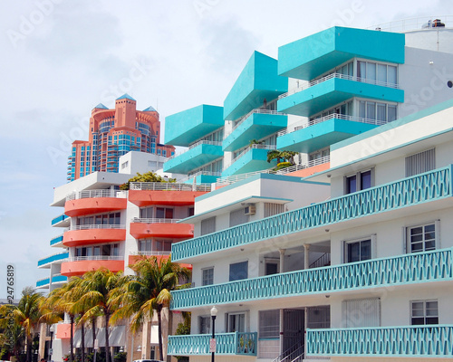 colorful houses in miami beach art deco district © boogieelephant
