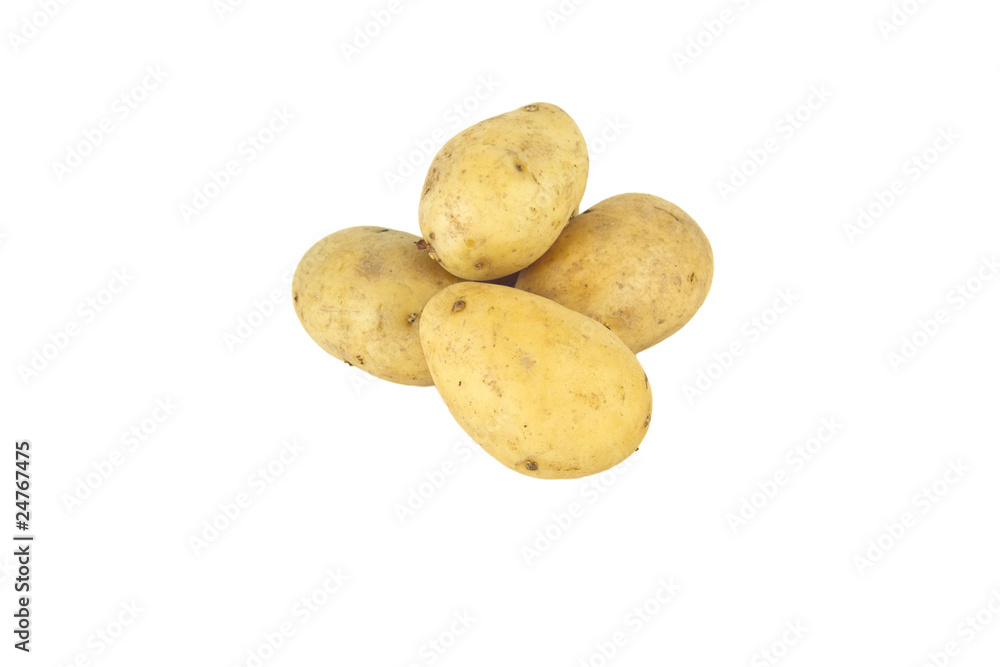 Neue Kartoffeln freigestellt vor weißem Hintergrund Neue Kartoffeln freigestellt vor weißem Hintergrund