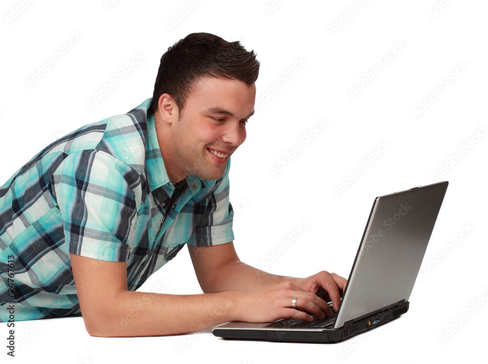 young man using computer young man using computer