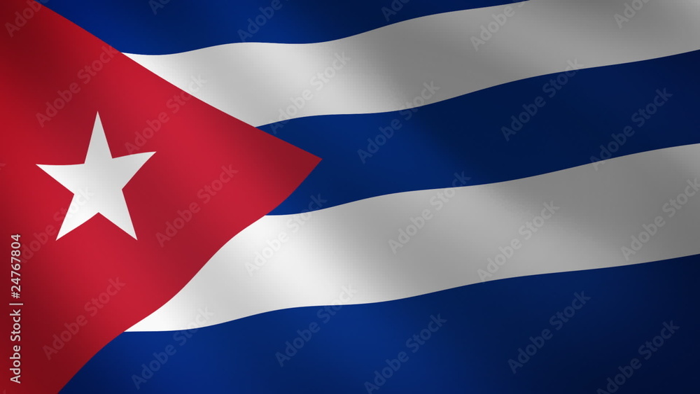 Bandera de Cuba ondulante al viento. Bucle continuo