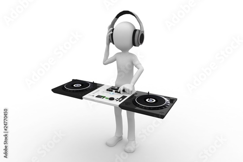 3d man DJ mixing