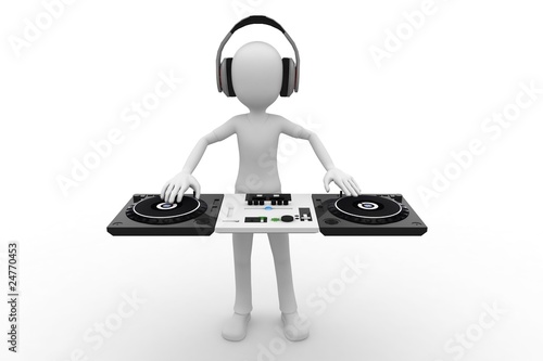 3d man DJ with headphones