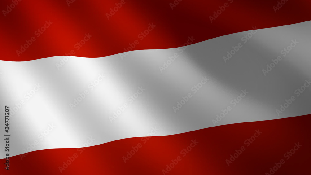 Bandera de Austria ondulante al viento. Bucle continuo