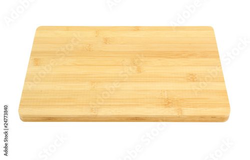 Bamboo chopping board isolated on white background