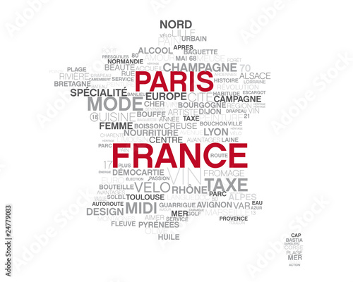 carte de france, image mots sur le thème de la france