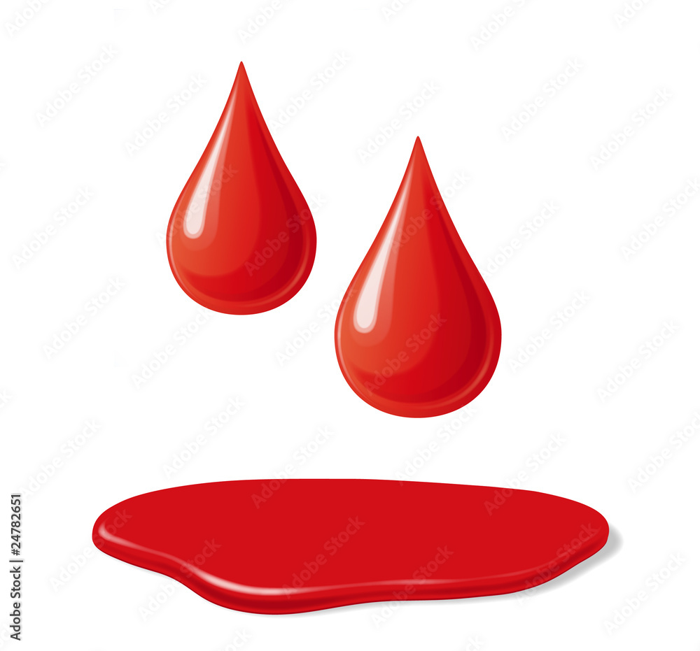 Blut und 2 Bluttropfen Stock-Vektorgrafik | Adobe Stock