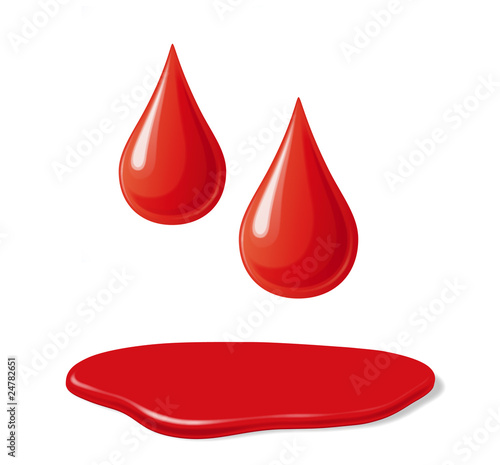 Blut und 2 Bluttropfen