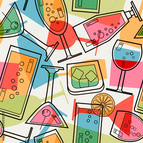 Cocktails seamless pattern