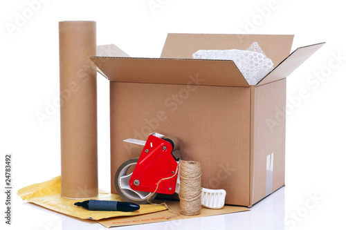 Fotografie Packaging items isolated on a white background