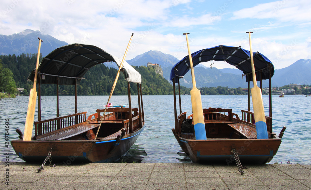 Le barche sul lago di Bled