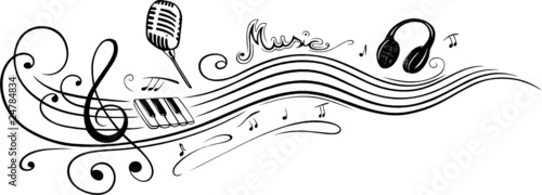 Musik, Musiknote, Noten, Notenschlüssel, schwarz
