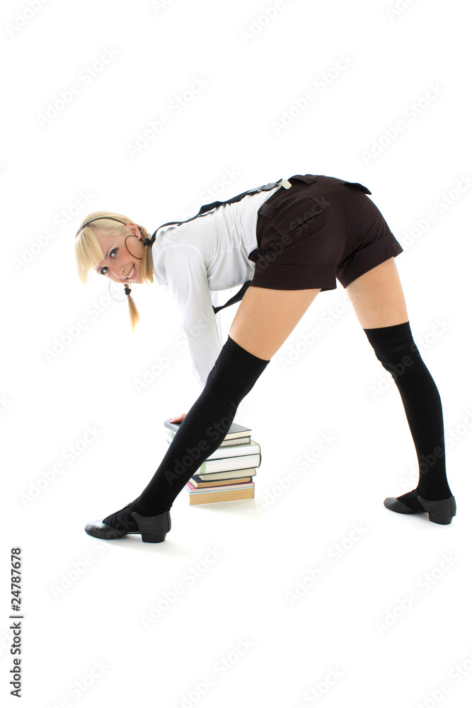 teenage girl with books