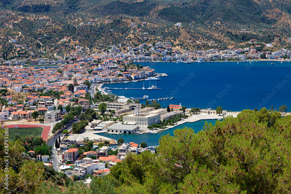 View on Poros and Galatos, Greece