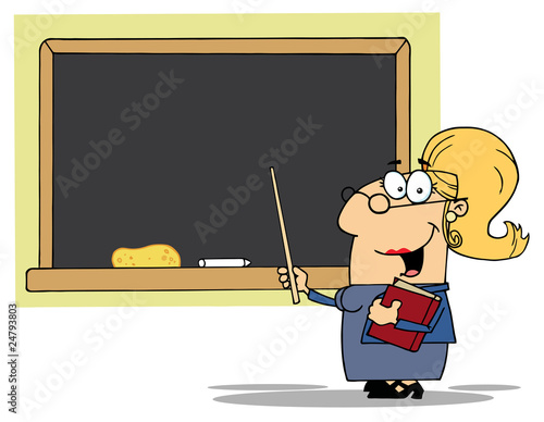 Blond Lady School Teacher With A Pointer