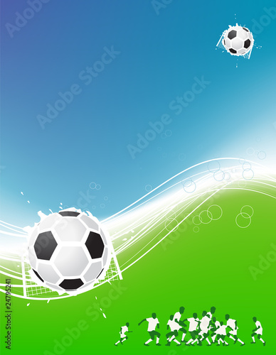 Football background. Players on field, soccer ball