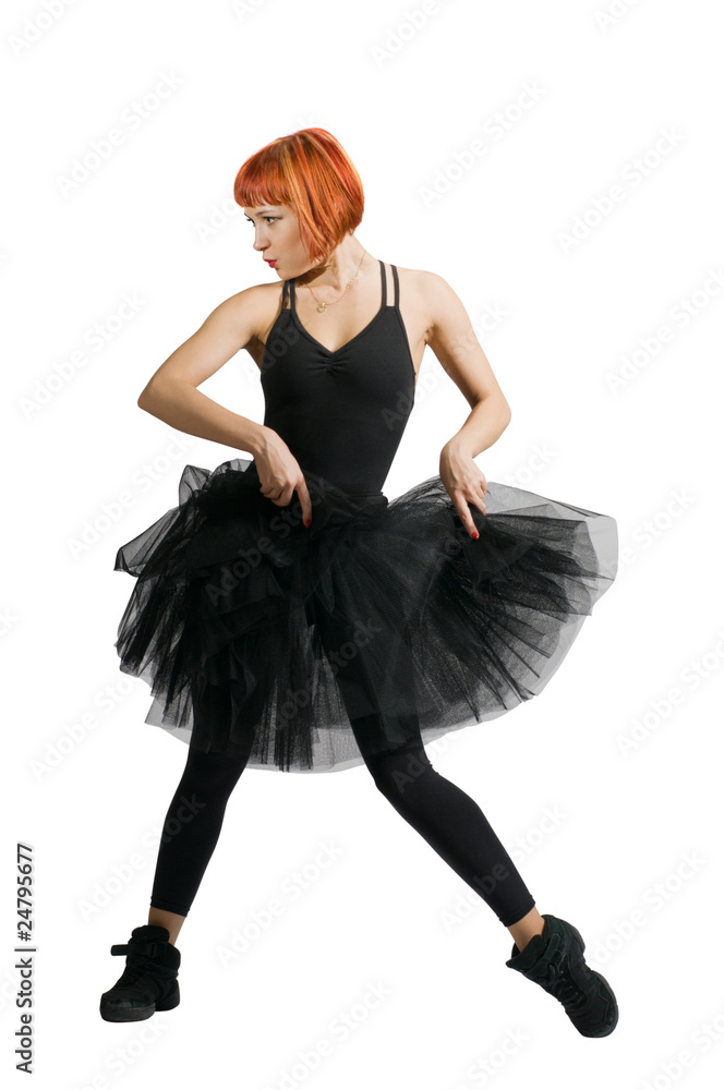 Naklejka premium Red ballerina wearing tutu