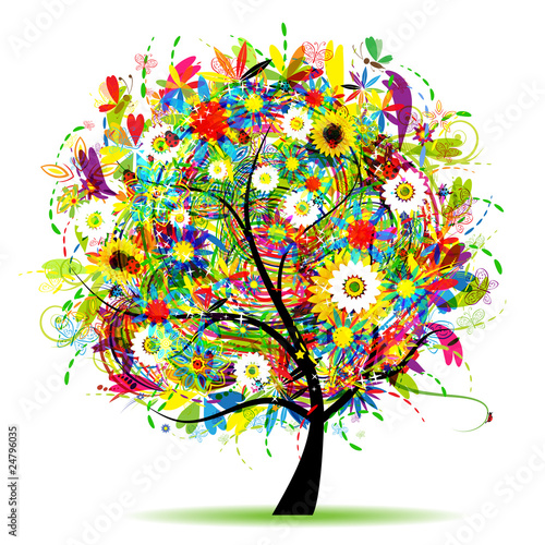 Floral tree beautiful, summer