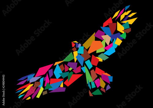 Colorful abstract artistic flying bird - vector illustration
