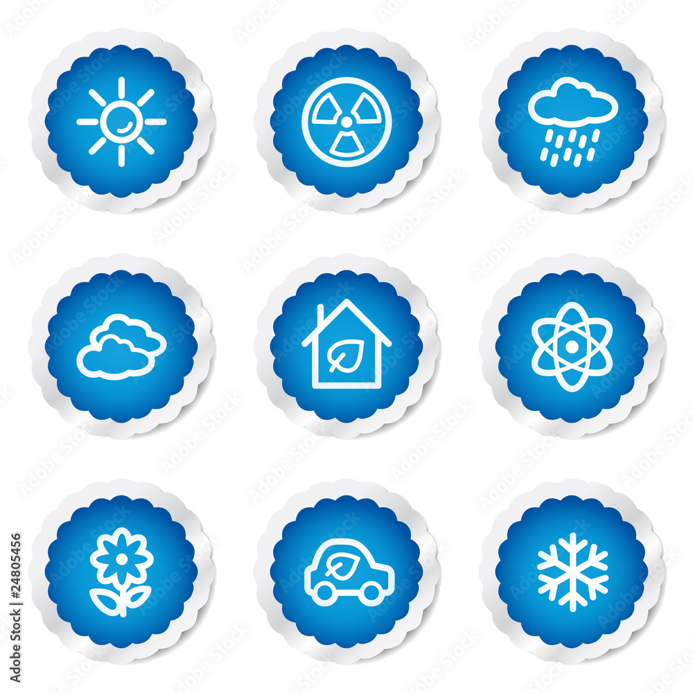 Ecology web icons set 2, blue stickers series Ecology web icons set 2, blue stickers series