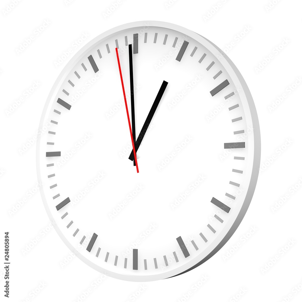 Clock with one red hand. 3d rendered illustration. Clock with one red hand. 3d rendered illustration.