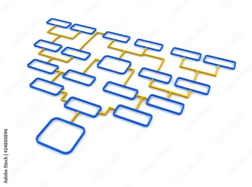 Blue and orange schematic diagram. 3d illustration. Blue and orange schematic diagram. 3d illustration.
