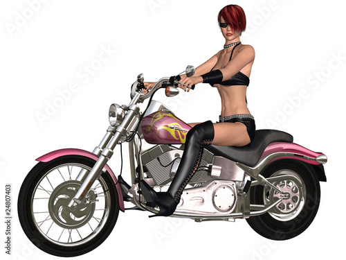 Sexy biker girl and her bike