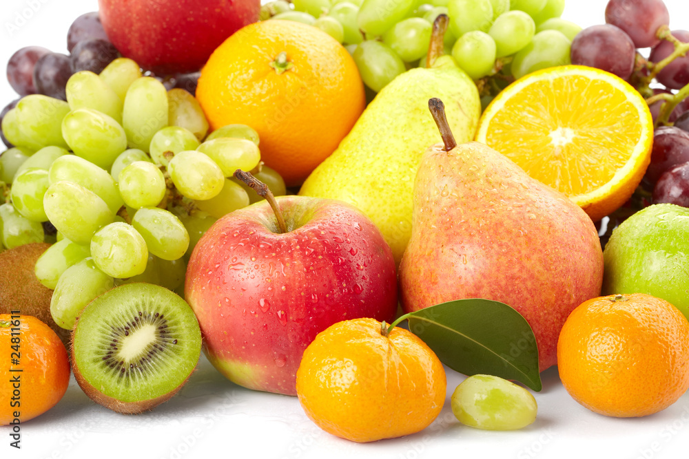 fresh fruits on the white background fresh fruits on the white background