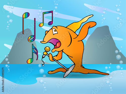 orange  fish singing performance