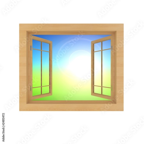 window with nature view isolated on a white