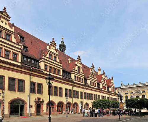 Naschmarkt und Rathausrückseite in Leipzig