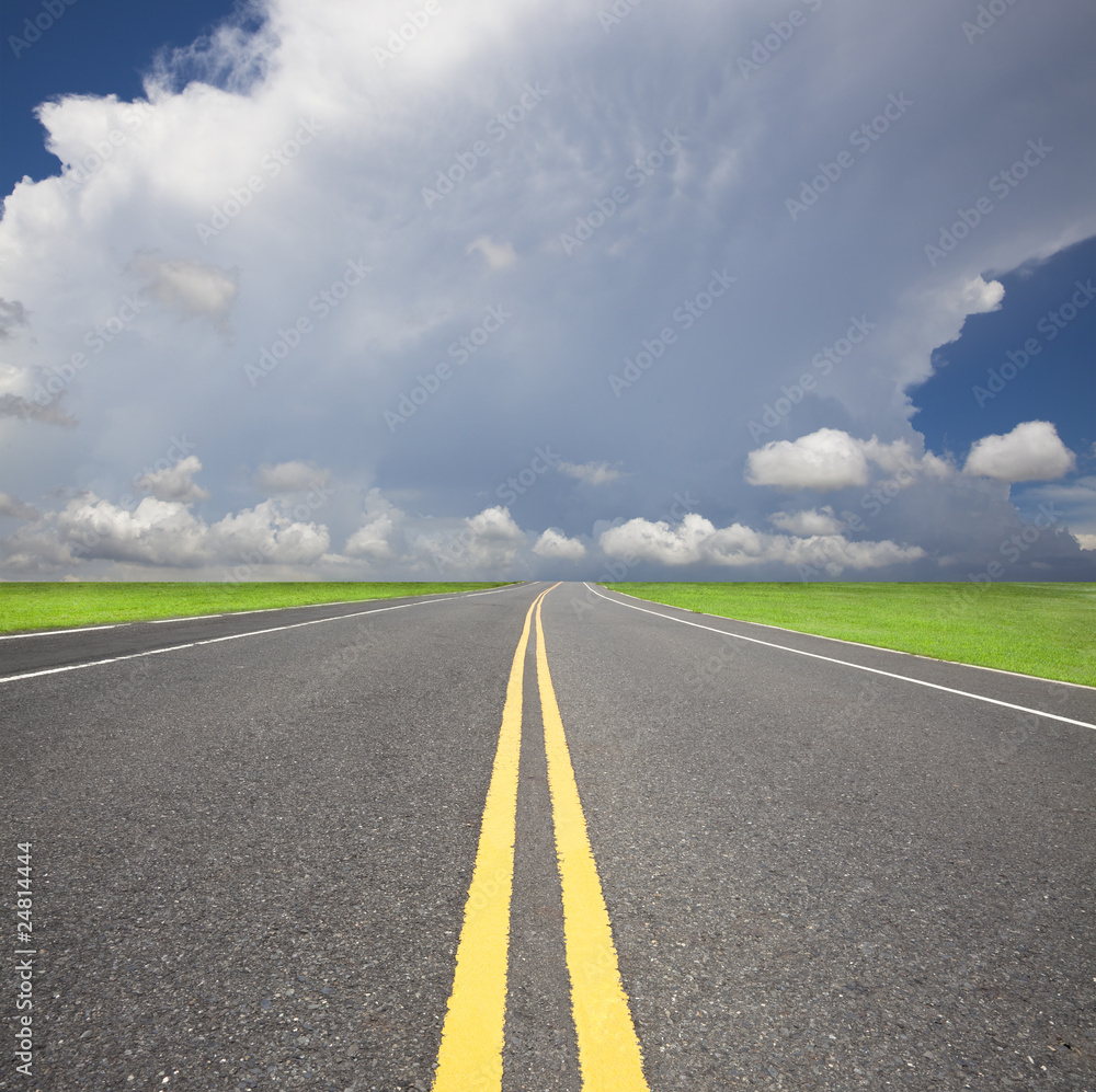 empty country road pass through the storm and cloud empty country road pass through the storm and cloud