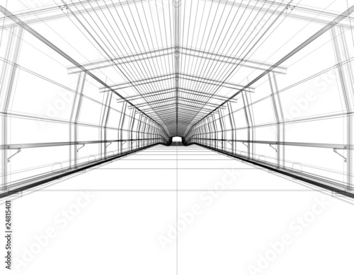 Fototapeta Naklejka Na Ścianę i Meble -  tunnel wireframe