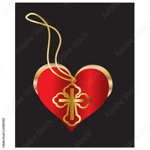 cross on heart.Vector