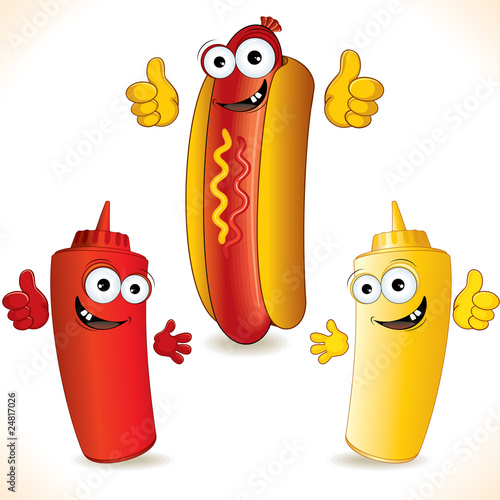 Funny hot dog and friends
