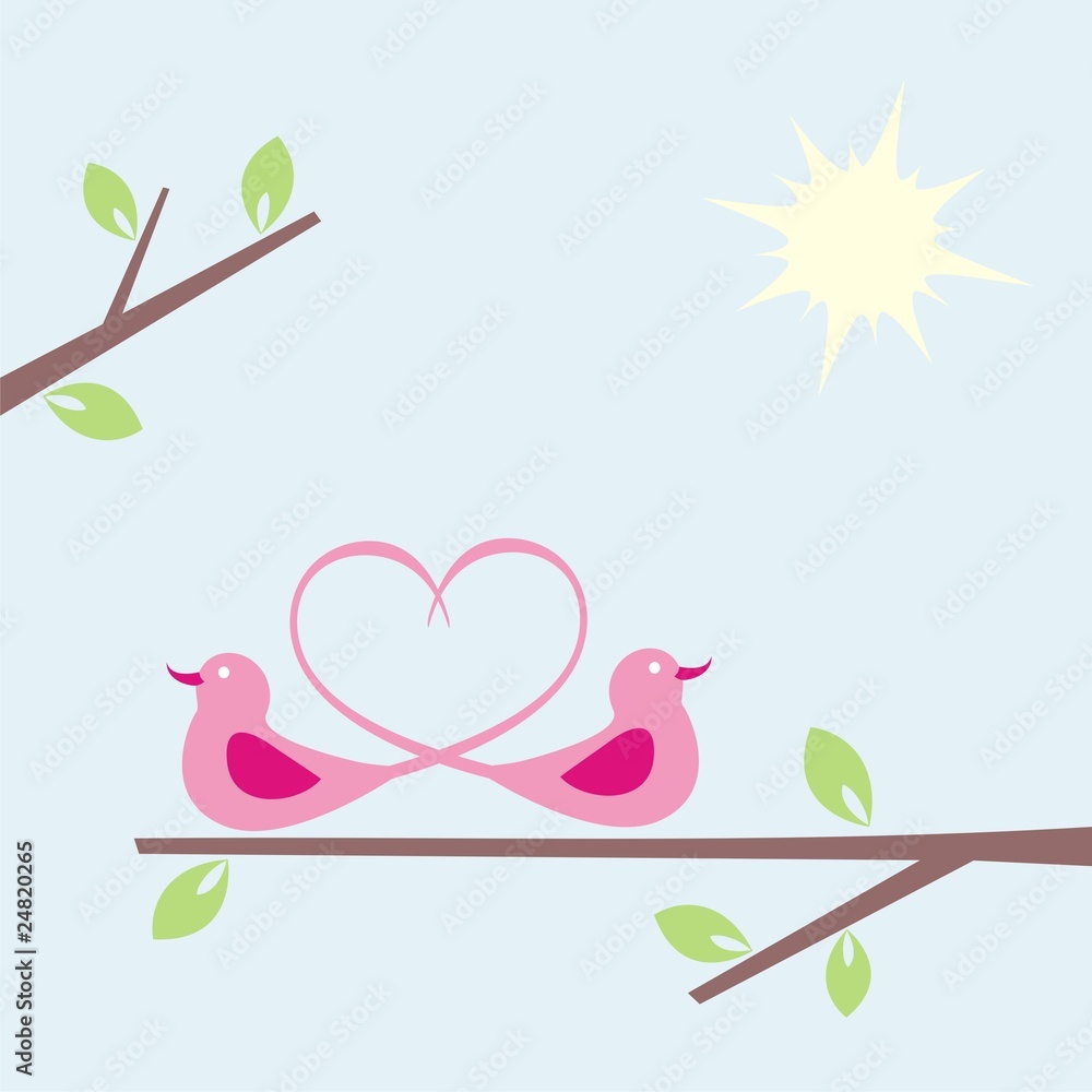 two birds and hearts