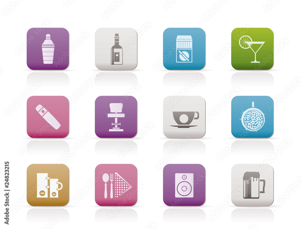 Night club, bar and drink icons - vector icon set Night club, bar and drink icons - vector icon set