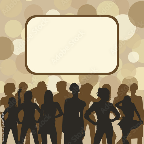 Silhouette of the people. Abstract beige background