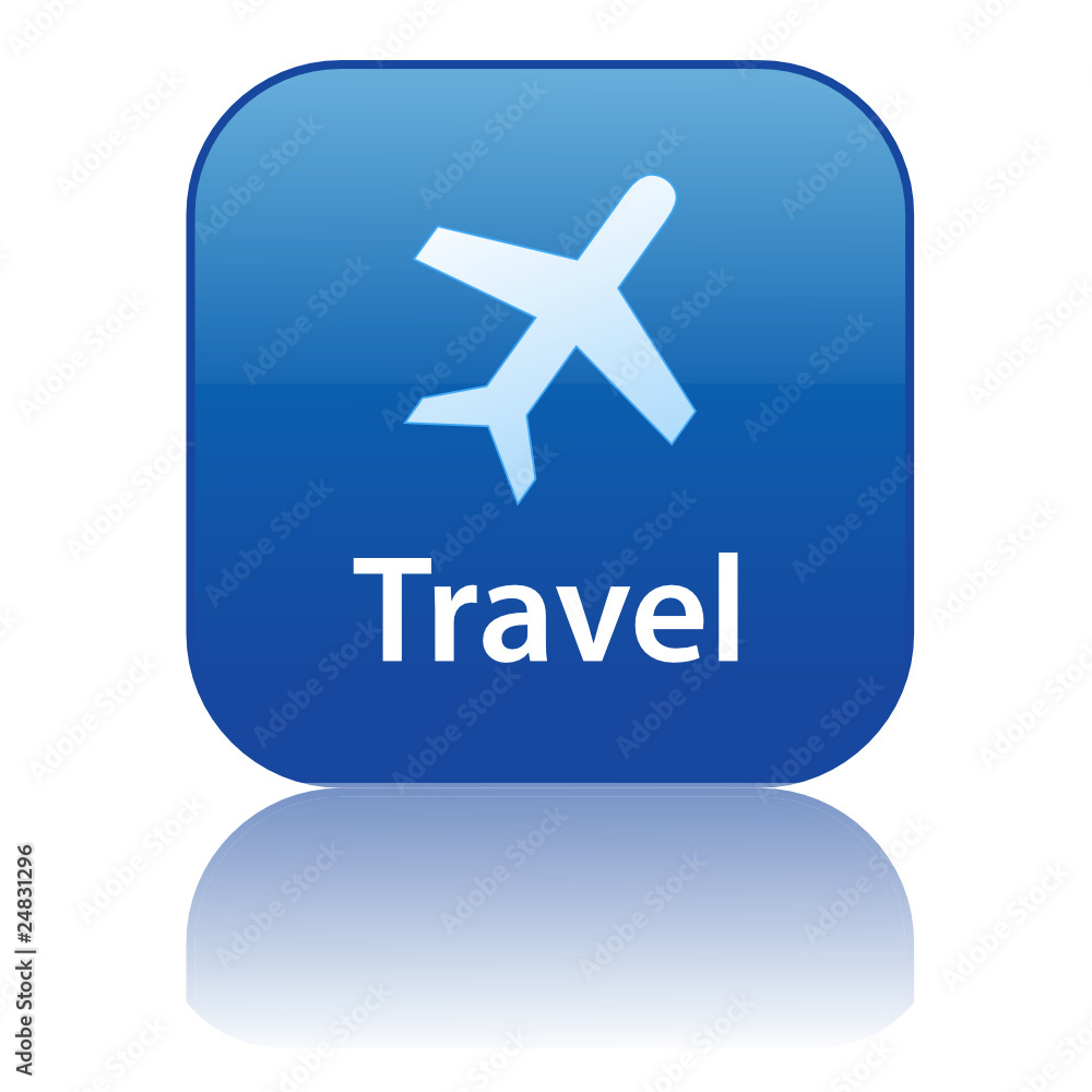 TRAVEL Web Button (destinations flights around the world map go)