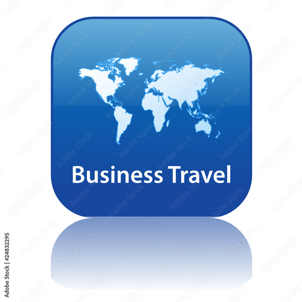 BUSINESS TRAVEL Button (world map global worldwide international