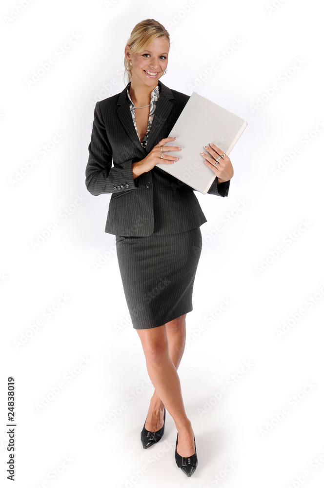 Atractive blonde businesswoman in black two-piece suit Atractive blonde businesswoman in black two-piece suit