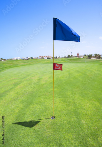 Flag on a golf course green