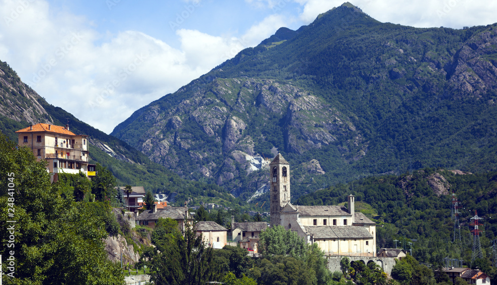 a typical italian village with mountains