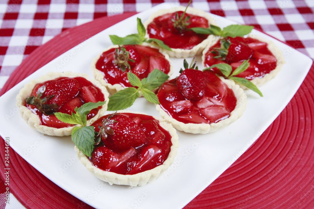 Delicious strawberry cake on table - Dessert - Photography Delicious strawberry cake on table - Dessert - Photography