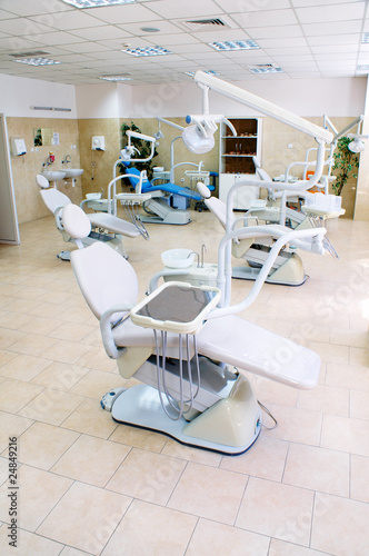 Interior of a dental clinic , dental chair and equipment