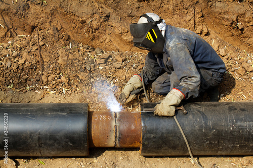 Welder working   pipeline