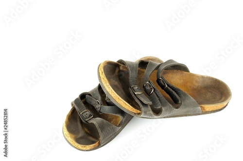 фотографія Worn out slipper - isolated over white