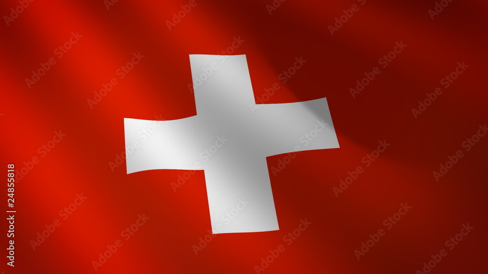 Bandera de Suiza ondulante al viento. Bucle continuo Bandera de Suiza ondulante al viento. Bucle continuo