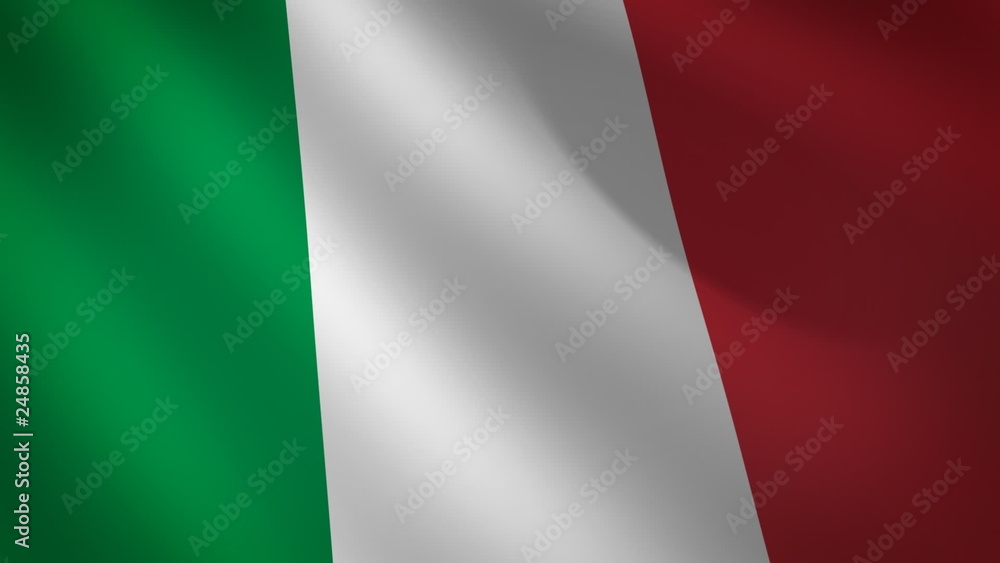 Bandera de italia ondulante al viento. Bucle continuo